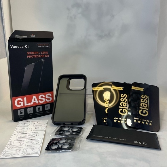 Vacuas-CI Screen/lens Protector Kit Glass 3 Pack for iPhone 15 Pro 6.1 Inch - Picture 4 of 8